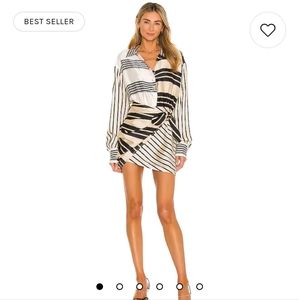 L'academie Revolve The Kamille Wrap Mini Dress in Multi Stripe Size M